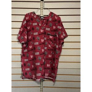 Scrub Dudz Oklahoma Sooners NCAA Scrub Top Crimson Red Medium OU Boomer Sooner